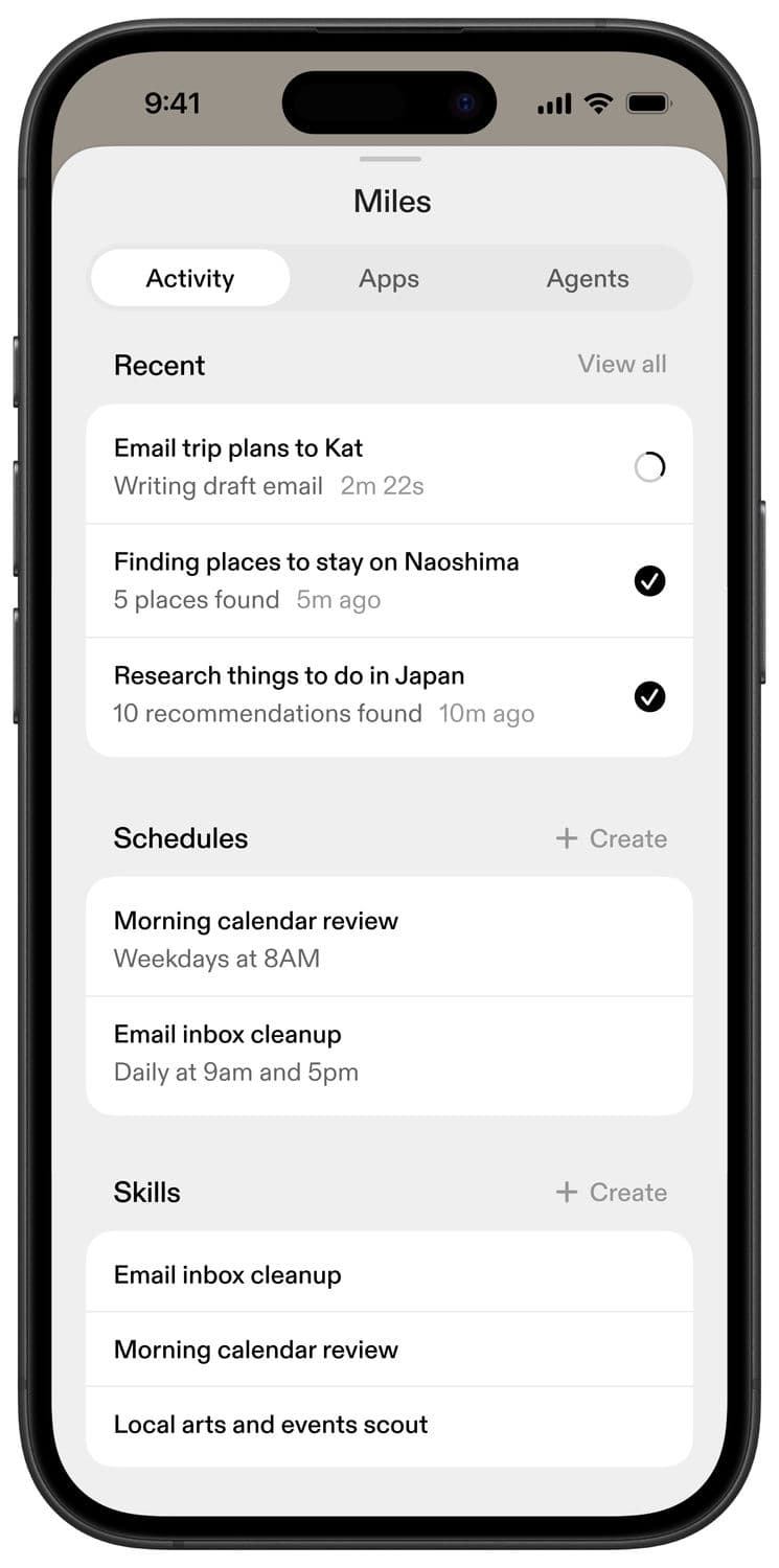 Sesame app Activity tab