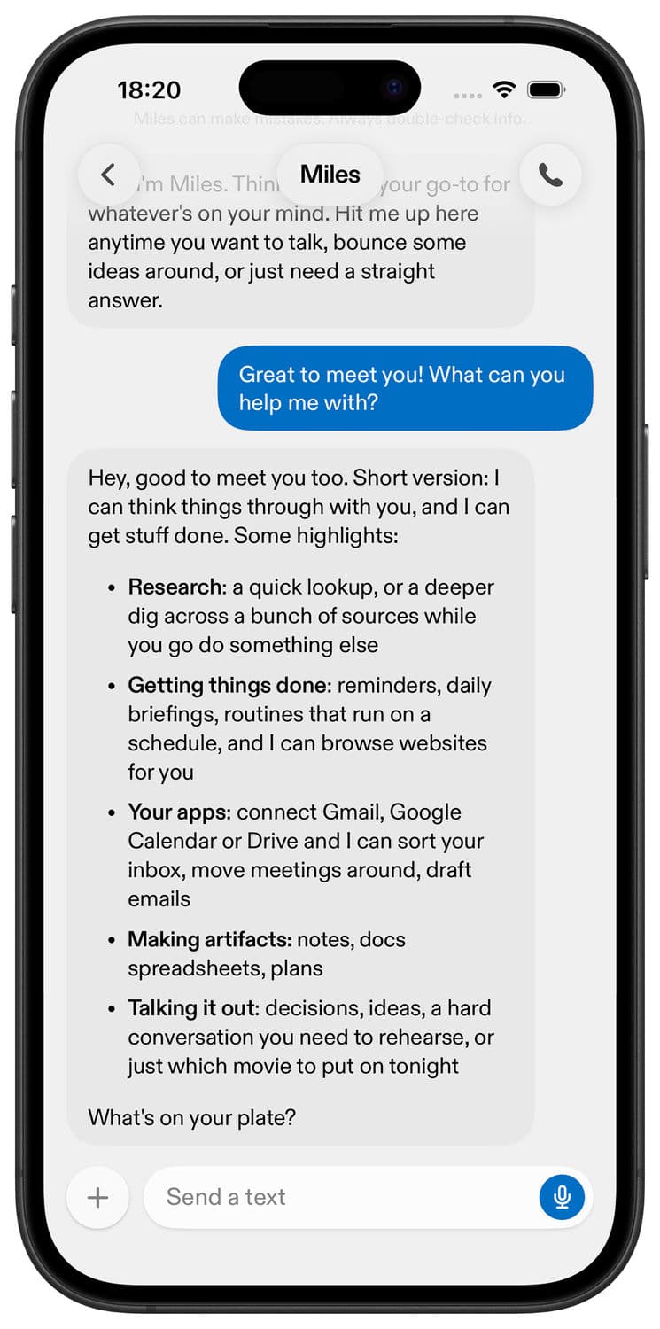 Sesame app text conversation